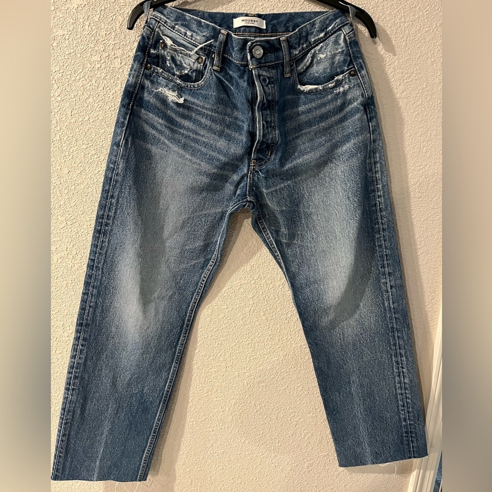 Moussy Vintage Women Jeans Size 27 Ashleys Wide Straight Leg 100% Cotton Japan